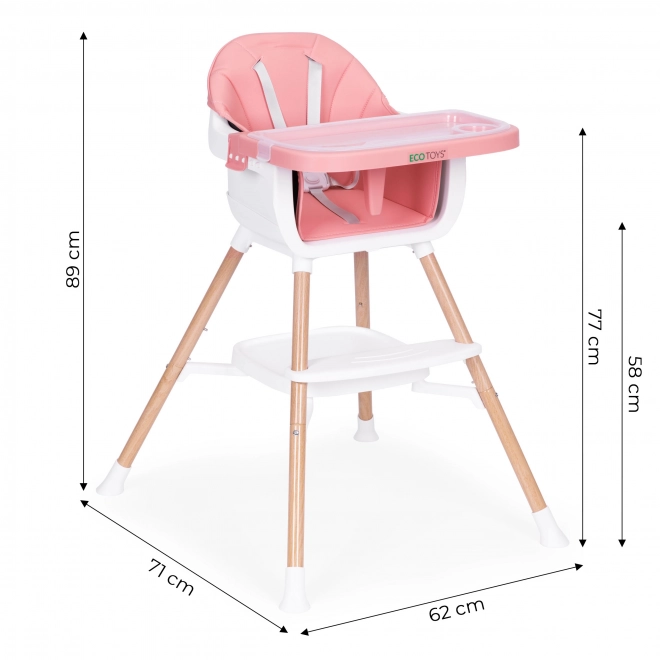 Seggiolone per bambini 2-in-1 rosa ECOTOYS