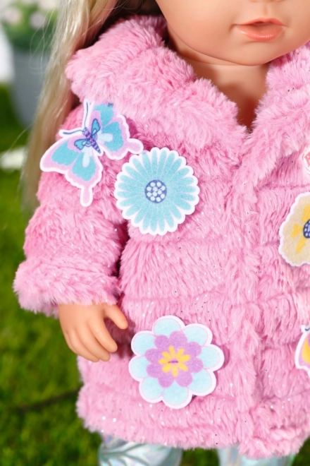Completo rosa BABY born con pelliccia per bambola