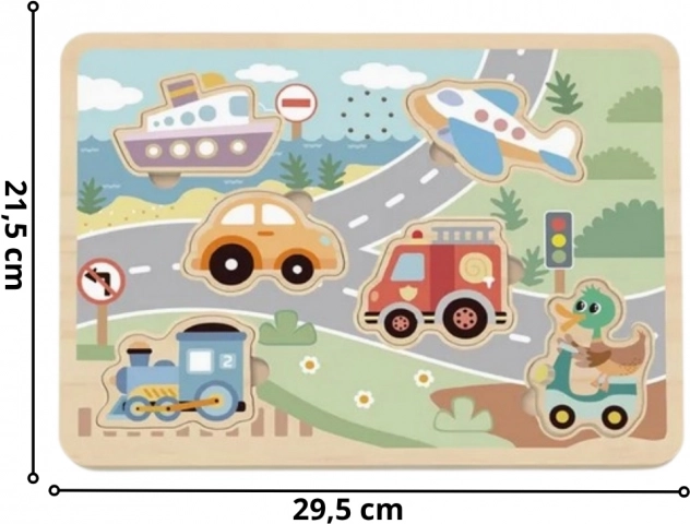 Puzzle interattivi in legno Tooky Toy veicoli