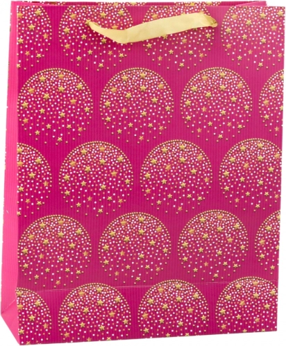 Elegante borsa regalo stelle dorate rosa