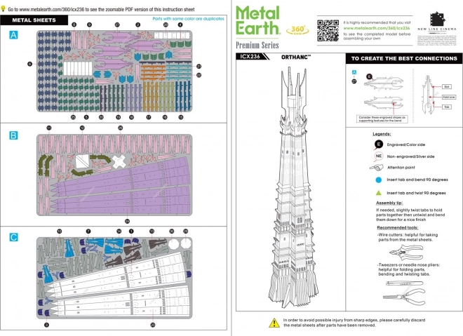 Puzzle 3D metallico Signore degli Anelli: Orthanc