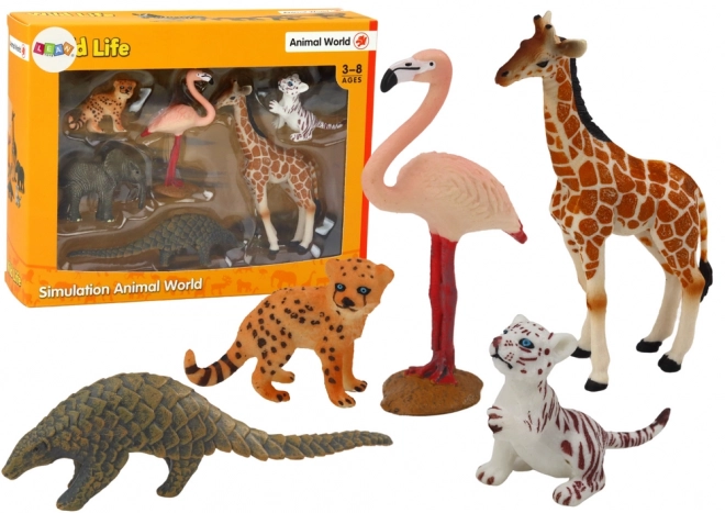 Set di Figure Animali Giraffa Flamingo Elefante Tigre