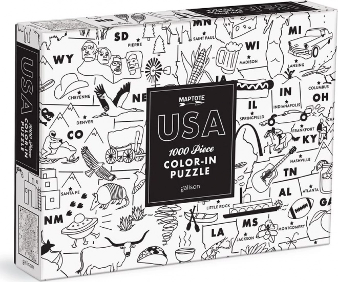 Puzzle da Colorare Maptote: USA con 1000 Pezzi