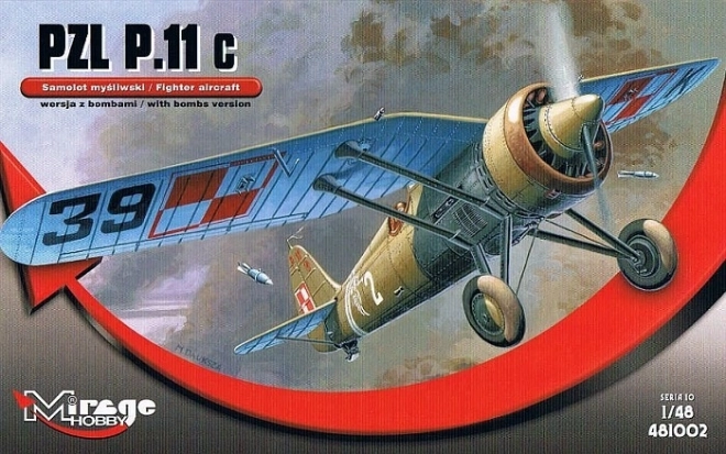 Modello di plastica PZL P-11c con bombe