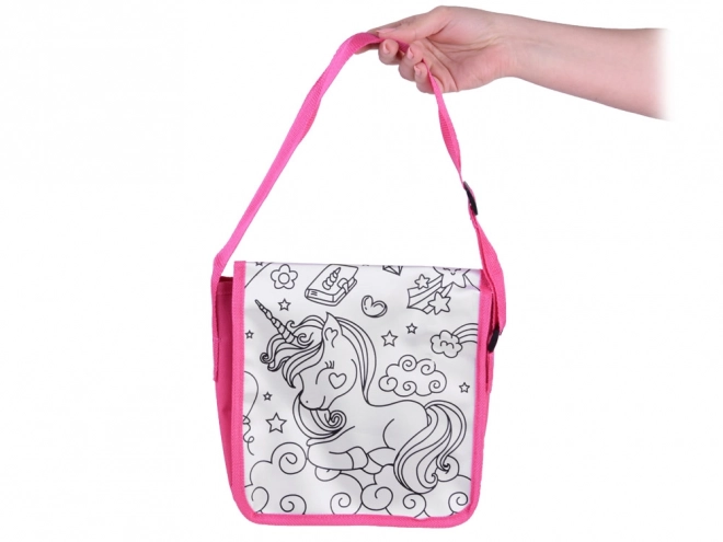 Borsa da colorare con unicorni e pennarelli