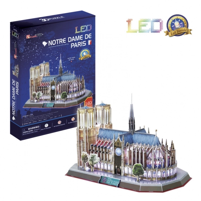 Puzzle 3D Cattedrale di Notre Dame con Luce LED