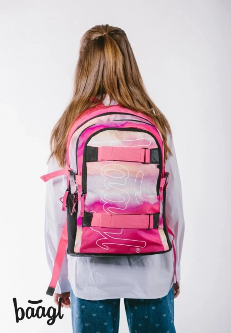 Set scuola 3 pezzi Skate Pink Stripes: zaino, astuccio, sacchetto