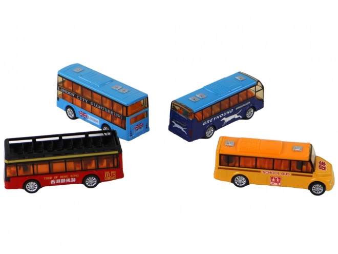 Set di autobus colorati a frizione 4 pezzi