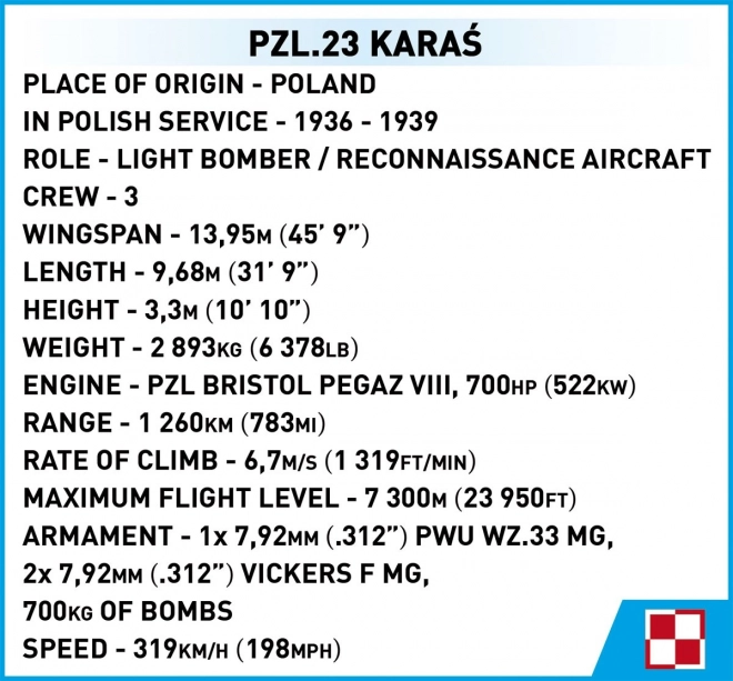 Modello aereo COBI PZL.23 Karaś