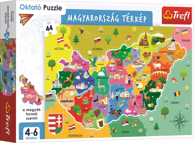 Puzzle educativo mappa dell'Ungheria 44 pezzi