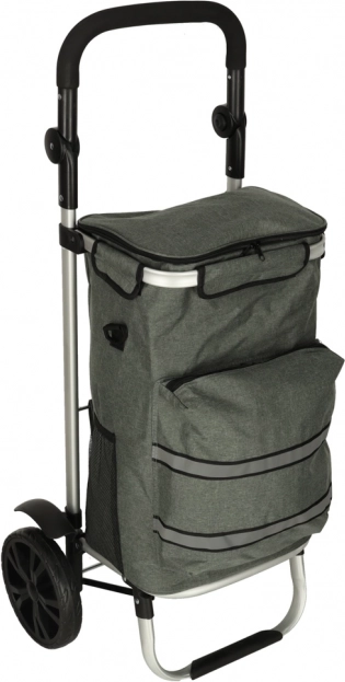Carrello della spesa grigio su ruote