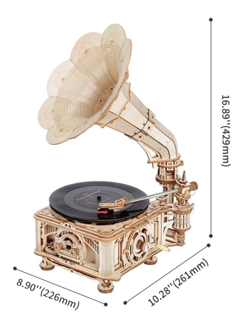 Puzzle meccanico in legno 3D Grammofono RoboTime