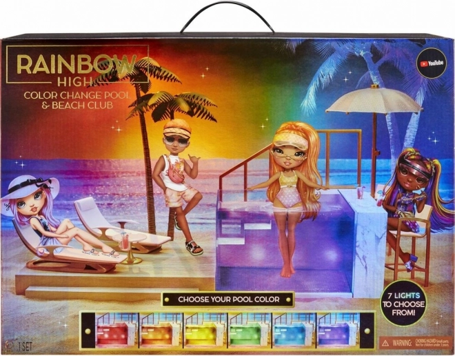 Rainbow High set gioco piscina cangiante e beach club
