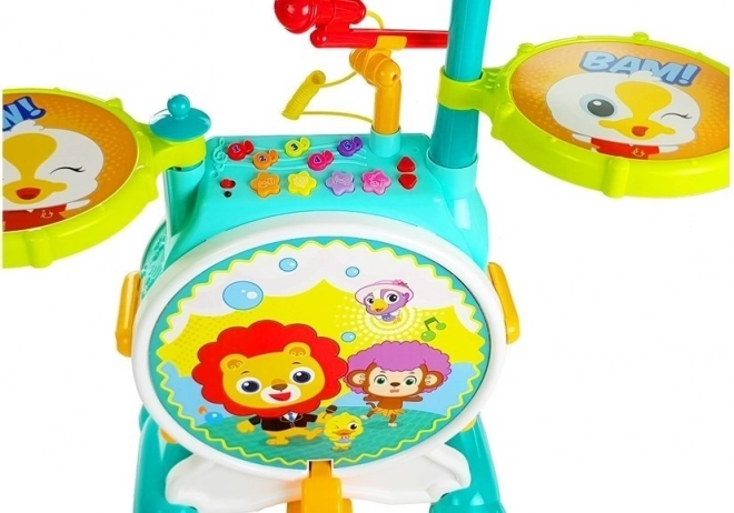 Batteria Musicale Colorata per Bambini con Sgabello