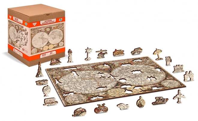 Puzzle in legno Mappa dell'Antico Mondo 2 in 1