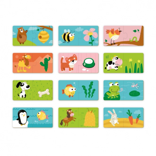 Puzzle Duo Cosa mangiano gli animali -12x2 pezzi