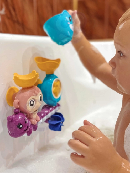 Gioco acquatico da bagno scimmietta con bicchiere