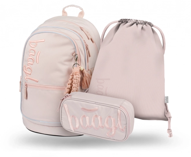 Set Scuola BAAGL Core Creamy: Zaino, Astuccio, Sacca