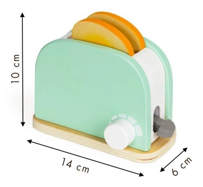 Tostapane in legno con set per colazione - verde