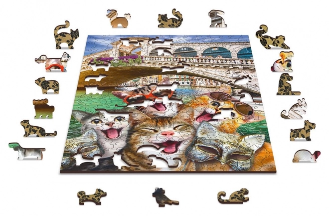 Puzzle di Legno Gatti a Venezia 2 in 1