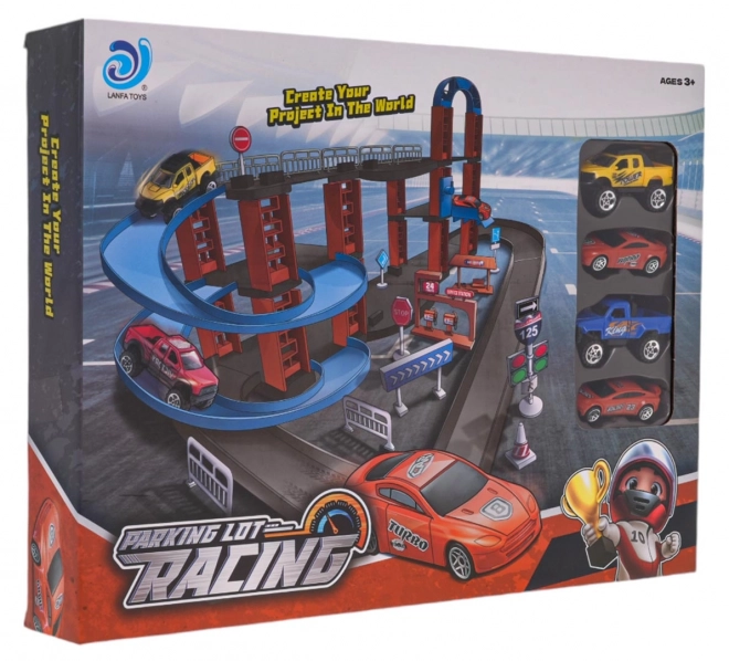 Set da gioco pista con parcheggio e macchinine