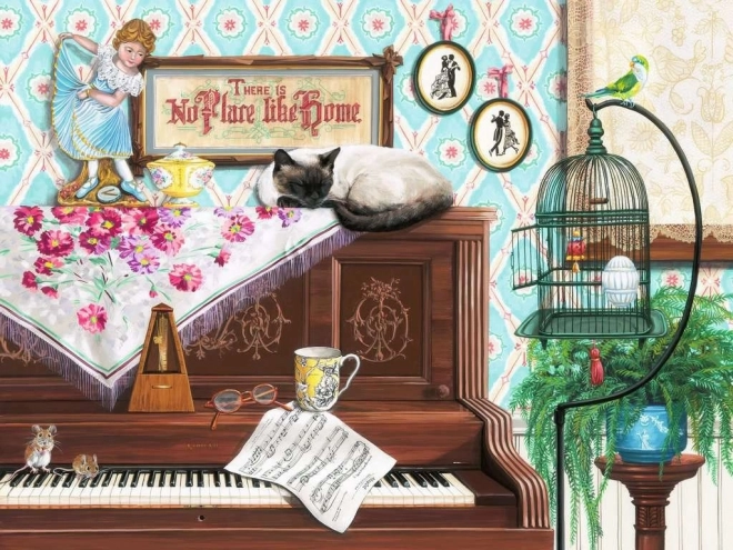 Puzzle Ravensburger grande formato: gatto sul pianoforte 750 pezzi