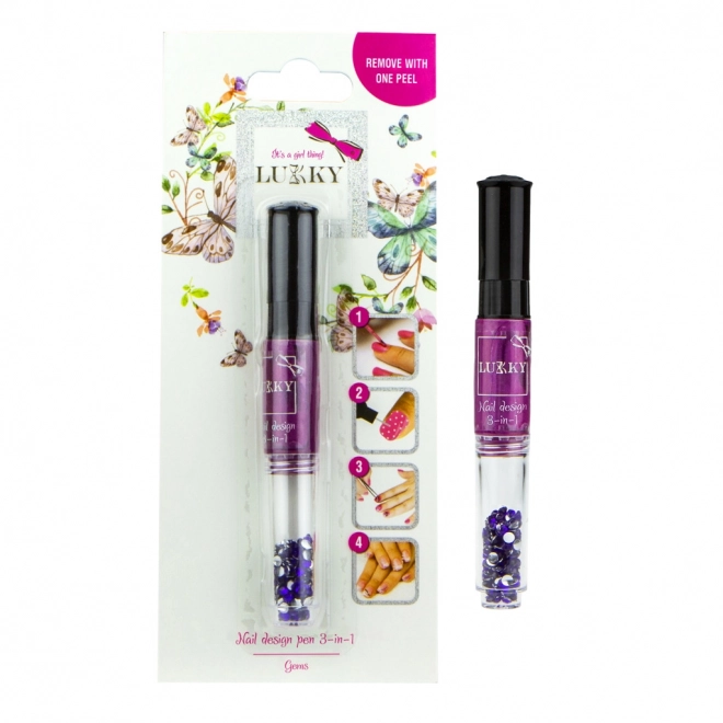 Smalto per unghie 2-in-1 con glitter carminio Lukky