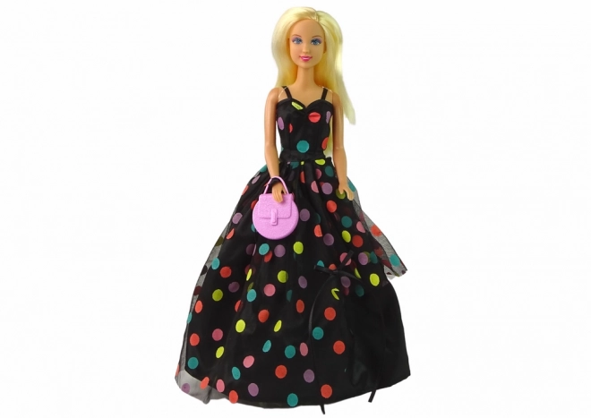 Bambola Lucy Abito Nero a Pois Lungo