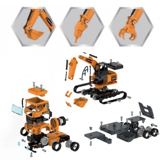 Veicoli da costruzione da assemblare per bambini 3+ Camion + Escavatore + Cacciavite a trapano 185 pezzi