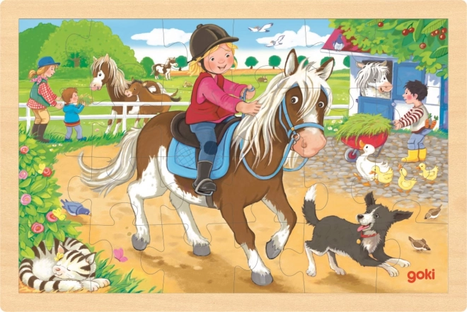 Puzzle in legno Fattoria con pony