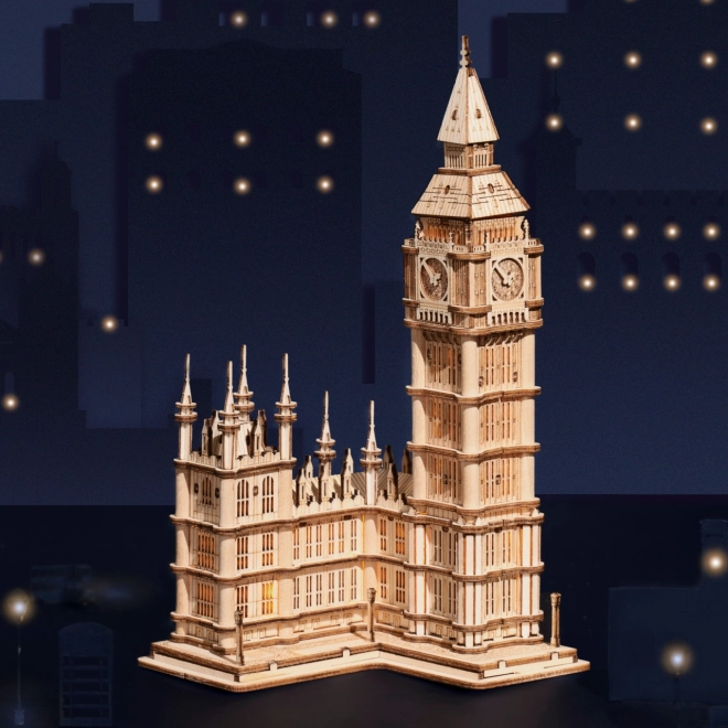 Puzzle 3D in legno Torre dell'Orologio Big Ben illuminata