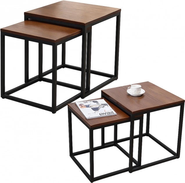 Set di tavolini da caffè 2 in 1 marrone scuro