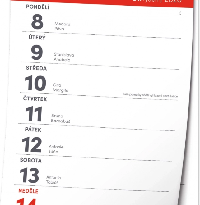 Calendario da parete settimanale 2026 A5