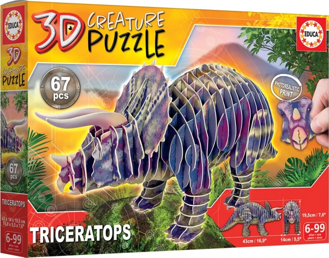 Puzzle 3D Triceratopo 67 pezzi