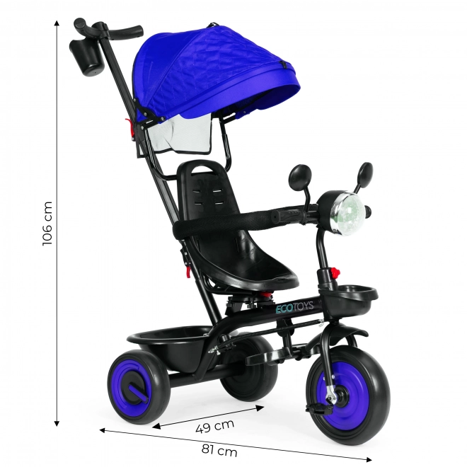 Triciclo passeggino 3 in 1 per bambini con sedile girevole e capottina