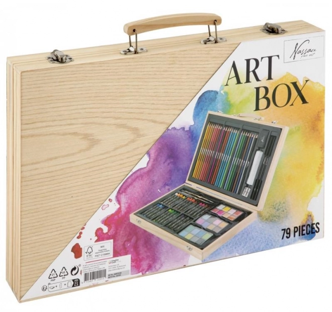 Set artistico in legno con 79 pezzi