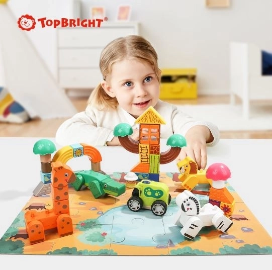 Blocchi di legno e puzzle - Safari Top Bright