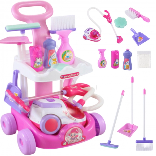 Set pulizie per bambini con carrello e aspirapolvere Woopie
