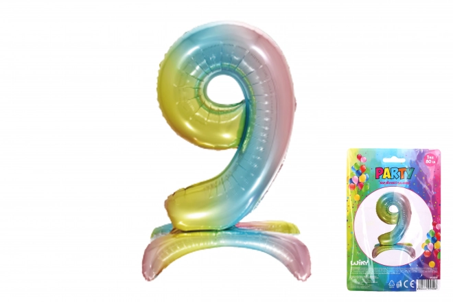 Palloncino gonfiabile numero 9 arcobaleno