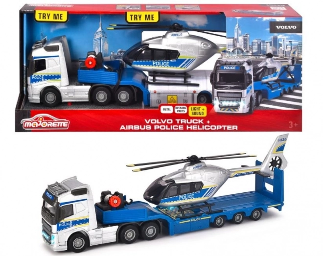 Majorette: Grande Camion Volvo Con Elicottero, 35 cm