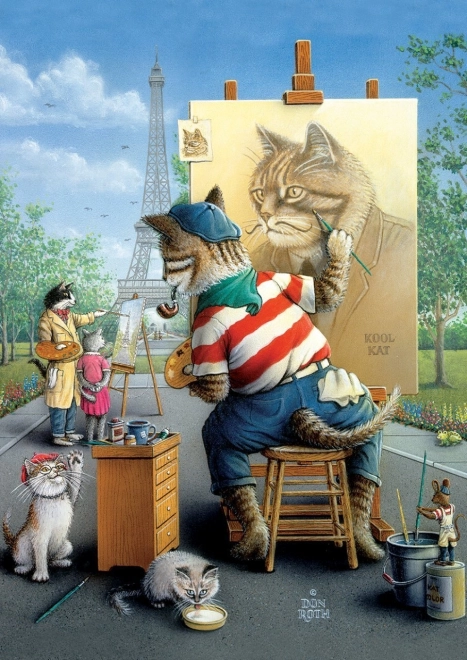 Puzzle Gatto Artista 500 Pezzi