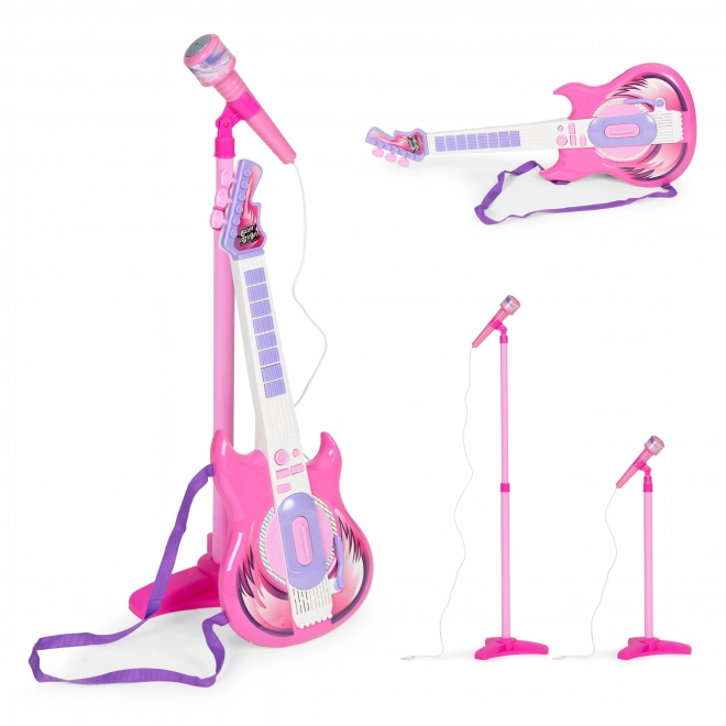 Set chitarra elettrica e microfono con supporto per bambini