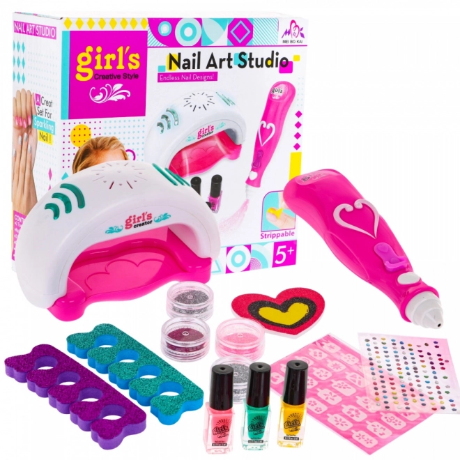 Set per manicure per bambine 5+ con asciugatore e glitter