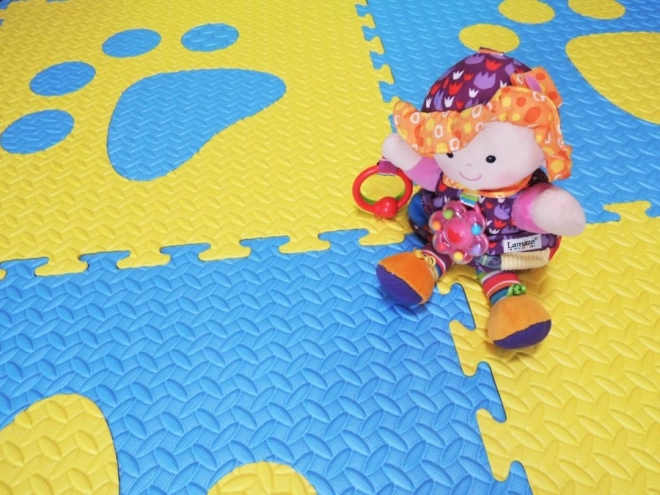 Tappeto puzzle in schiuma per bambini - Blu e Giallo