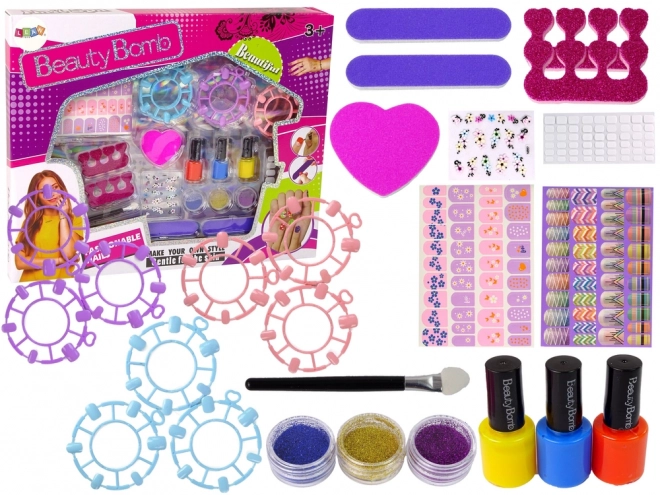 Grande Set Manicure per Bambine con Smalti Adesivi e Separatori