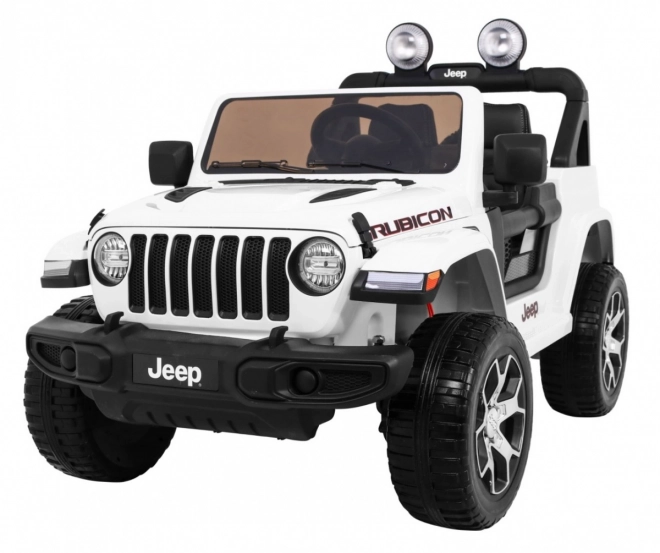 Jeep Wrangler Rubicon batteria per bambini Bianco + telecomando + radio MP3 LED + ruote EVA