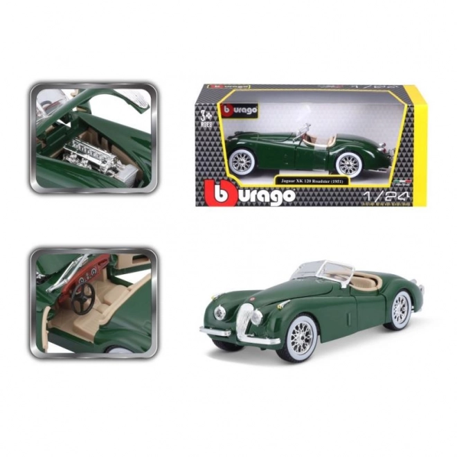 Jaguar XK 120 Roadster verde 1951 in scala 1:24