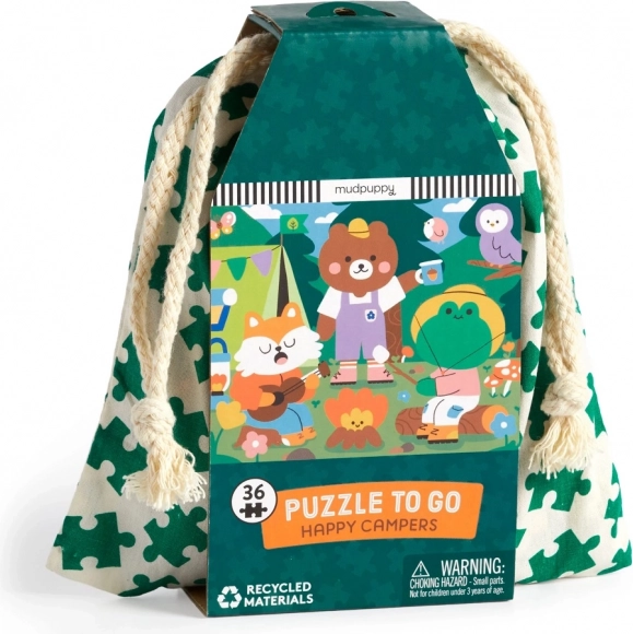 Puzzle Mudpuppy Campeggiatori Felici nel Sacchetto di Stoffa