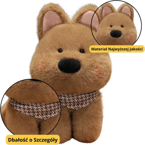 Cane di peluche con fazzoletto marrone 25cm