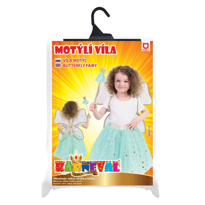 Costume Bambina Fata Verde con Bacchetta e Ali